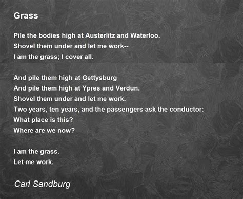 the theme of sandburg's poem grass is  forgetfulness